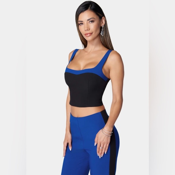 Bebe TAILORED CONTRAST WOVEN TWILL BUSTIER - Picture 1 of 9